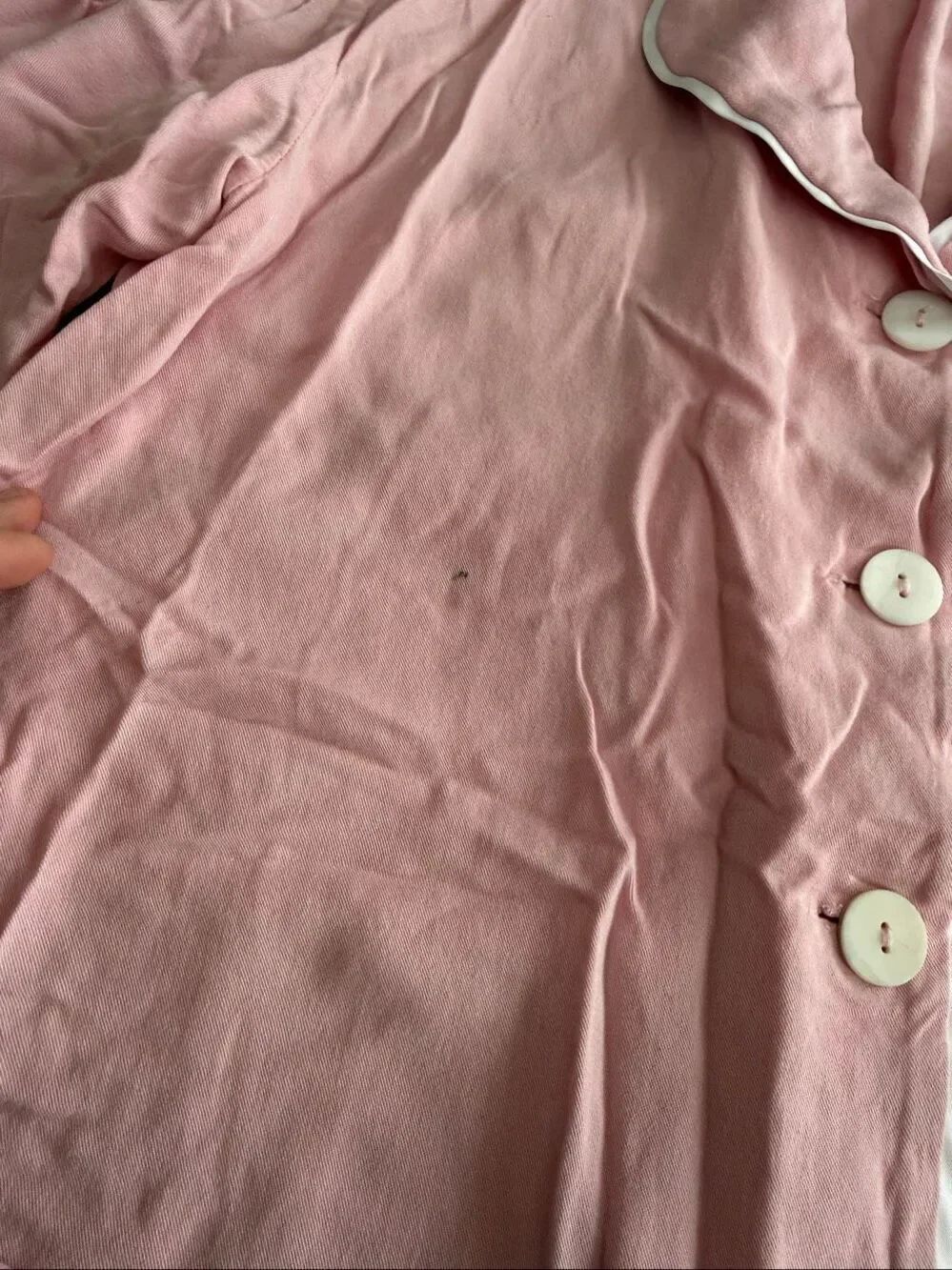 Sleeper Women's Button-Down Top and Wide-Leg Pants Pajama Set Pale Pink Large - Picture 2 of 11